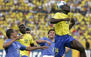 Ecuadors Segundo Castillo heads the ball during their World Cup 2010 qualifying soccer Ecuadors Segundo Castillo heads the ball during their World Cup 2010 qualifying soccer