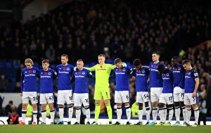 Soccer Football Collection: Everton Players Honor Armistice Day with a Minutes Silence before Premier League Match against