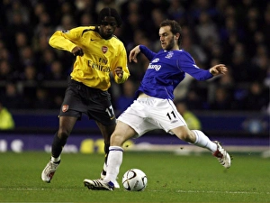 Everton v Arsenal Carling Cup Fourth Round James McFadden in action against Alexandre Song Everton v Arsenal Carling Cup Fourth Round James McFadden in action against Alexandre Song