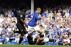 Everton v Portsmouth - James Vaughan is brought down in the box to win a penalty Everton v Portsmouth - James Vaughan is brought down in the box to win a penalty