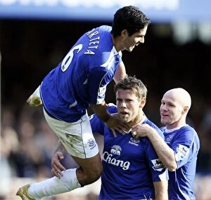 Images Dated 21st October 2006: Everton v Sheffield United - James Beattie celebrates scoring their second goal with Mikel Arteta