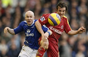 Evertons Johnson challenges Readings Hunt for the ball during their English Premier Evertons Johnson challenges Readings Hunt for the ball during their English Premier