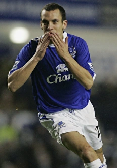 Evertons Osman celebrates scoring during their English Premier League soccer match Evertons Osman celebrates scoring during their English Premier League soccer match