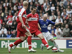 The Riverside Stadium - Andrew Johnson of Everton in action against Emanuel Pogatetz The Riverside Stadium - Andrew Johnson of Everton in action against Emanuel Pogatetz