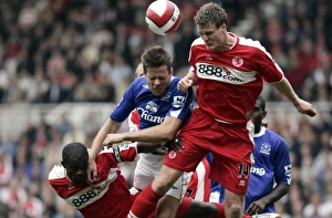 The Riverside Stadium -Middlesbroughs Robert Huth and Evertons James Beattie in action The Riverside Stadium -Middlesbroughs Robert Huth and Evertons James Beattie in action