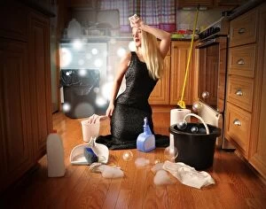 Chore Gallery: Beauty Glamour Girl Cleaning House