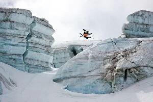 Skiing Collection: Candide Thovex out of nowhere into nowhere