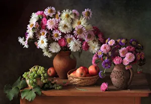 Images Dated 3rd October 2019: Still Life with Asters and Grapes
