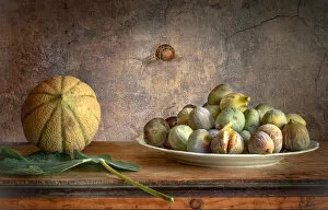 Images Dated 1st September 2018: Still Life with Figs and Melon