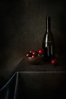 Images Dated 27th January 2019: Still Life With Plums And A Bottle