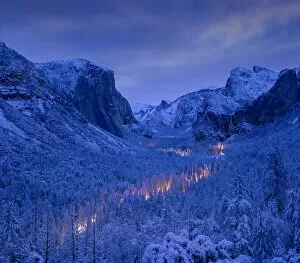 Harmony Gallery: Traffic in Yosemite Valley during blue hour
