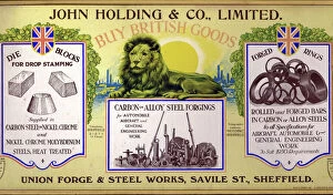 Advertisement for John Holding and Co. Ltd. Union Forge and Steel Works, Savile Street, Sheffield, Yorkshire, c. 1940
