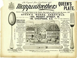 Advertisement for Mappin Brothers, Queens Works, corner of Pond Street / Bakers Hill