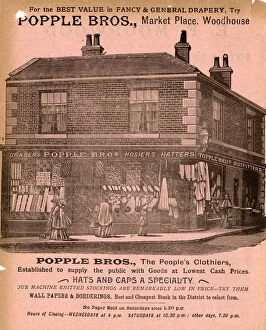 Advertisement for Popple Brothers, Market Place, Woodhouse