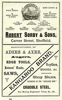 Edge Gallery: Advertisement for Robert Sorby and Sons, edge tool manufacturers, Carver Street, 1889