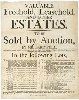 Posters Gallery: Bill announcing the sale by auction of freehold and leasehold property at Jericho, Sheffield, 1806