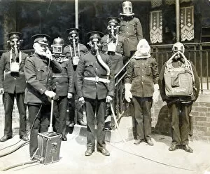 Images Dated 17th September 2019: City of Sheffield Fire Brigade. Firemen in breathing apparatus, 1920s