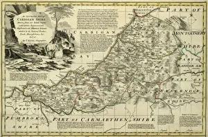 Cardiganshire Gallery: County Map of Cardiganshire, Wales, c. 1777