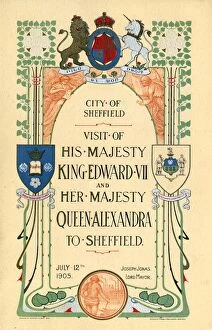Cover of programme for the visit of HM King Edward VII and Queen Alexandra to Sheffield to open the University of