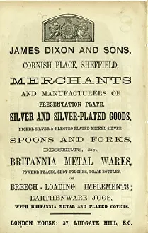 James Dixon and Sons, Cornish Place, advertisement, 1868 James Dixon and Sons, Cornish Place, advertisement, 1868