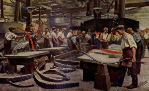 Making laminated railway springs - from brochure of the visit of George V and Queen Mary to Cammell Laird