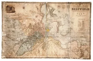 Prints of Scale 1 inch : 180 yards. From an original at Sheffield Libraries: arc01933 Sheffield Prints: Sheffield Town Print, 1832