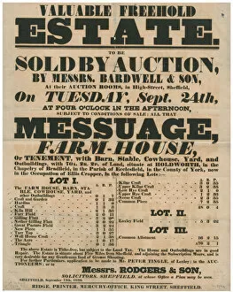 Posters Gallery: Sale poster for the farm and land of Ellis Crapper, of Holdworth, Bradfield, 1839