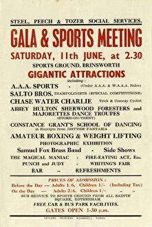 Posters Gallery: Steel Peech and Tozer Social Services, gala and sports meeting, Saturday 11th June [c.1930s]