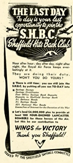 Images Dated 1st June 1943: Today is your last opportunity to join the SHBC [Sheffield Hits Back Club], 1943