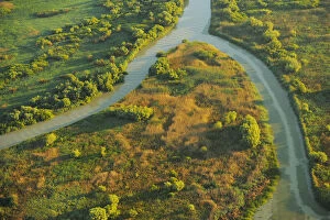 Images Dated 3rd June 2012: Aerial view over the Danube delta rewilding area, showing various waterways, Romania