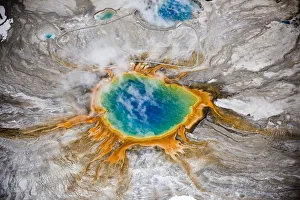 Aerial view of Grand Prismatic thermal spring in Yellowstone National Park, USA Aerial view of Grand Prismatic thermal spring in Yellowstone National Park, USA