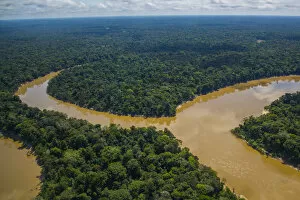 Expansive Gallery: Aerial view of Mouth of the Yavari-Mirin River entering Yavari River and Amazon Rainforest