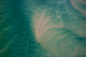 Aerial view of shifting sand banks off the coast of the Bazaruto Archipelago, Mozambique, May 2011 Aerial view of shifting sand banks off the coast of the Bazaruto Archipelago, Mozambique, May 2011
