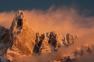 Aiguille du Dru mountain in the last evening sunlight, Chamonix area, Haute-Savoie Aiguille du Dru mountain in the last evening sunlight, Chamonix area, Haute-Savoie