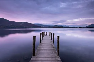 Ashness launch/jetty, Ashness, sunset, Derwent Water, The Lake District, Cumbria, UK Ashness launch/jetty, Ashness, sunset, Derwent Water, The Lake District, Cumbria, UK