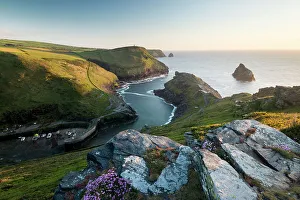 Boscastle harbour and coastline, evening light, Cornwall, UK, May 2013 Boscastle harbour and coastline, evening light, Cornwall, UK, May 2013