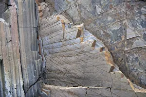 Cemented joints in a vertical bed of Carboniferous, Culm Measures, sandstone, Bude, Cornwall, UK. January, 2022 Cemented joints in a vertical bed of Carboniferous, Culm Measures, sandstone, Bude, Cornwall, UK. January, 2022