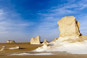 Chalk rock formations caused by sand storms, White desert in the Sahara, Egypt, February Chalk rock formations caused by sand storms, White desert in the Sahara, Egypt, February