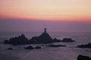 Landscapes Gallery: Corbiere lighthouse at sunset, Jersey, Channel Islands