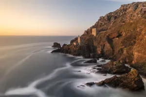 The Crown's Engine houses bathed in late evening light, Botallack, West Cornwall, UK The Crown's Engine houses bathed in late evening light, Botallack, West Cornwall, UK