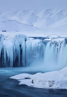 Godafoss in winter, Bardardalur district of North-Central Iceland, March 2016