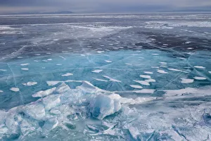 Ice with cracks on Lake Baikal, aerial shot. Photographed for The Freshwater Project Ice with cracks on Lake Baikal, aerial shot. Photographed for The Freshwater Project