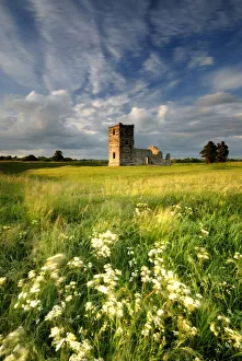 Knowlton church, Dorset. UK, with cloudy sky, summer 2007 Knowlton church, Dorset. UK, with cloudy sky, summer 2007