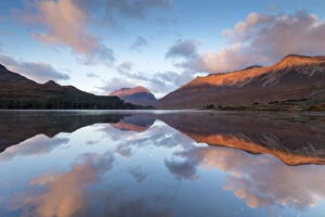 Images Dated 9th November 2014: Liathach and Beinn Eighe reflected in Loch Clair at dawn, Torridon, Scotland, UK