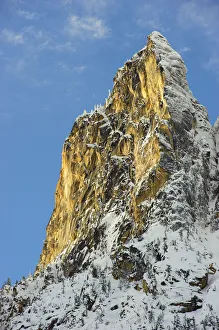 Liberty Bell Mountain at Washington Pass in the North Cascades, in winter, Okanogan National Forest Liberty Bell Mountain at Washington Pass in the North Cascades, in winter, Okanogan National Forest