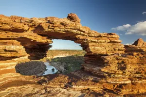Murchison River gorge from Natures Window, Kalbarri National Park, Western Australia Murchison River gorge from Natures Window, Kalbarri National Park, Western Australia