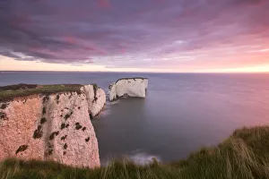 Old Harry Rocks at dawn, looking towards the Isle of Wight, Studland, Dorset, England, UK Old Harry Rocks at dawn, looking towards the Isle of Wight, Studland, Dorset, England, UK