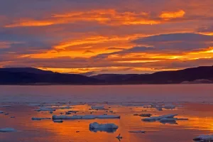 Pack ice at sunset, Wrangel island, Far East Russia Pack ice at sunset, Wrangel island, Far East Russia