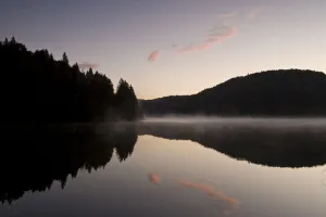 Proscansko lake near Ljeskovac village at dawn, Upper Lakes, Plitvice Lakes National Park Proscansko lake near Ljeskovac village at dawn, Upper Lakes, Plitvice Lakes National Park