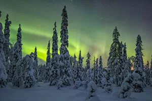 Astonishing Gallery: Riisitunturi in winter with Aurora Borealis, Kuusamo, Lapland, Finland. January 2016